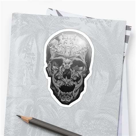 Filigree Skull Pattern Sticker By Silentlyrob668 Redbubble