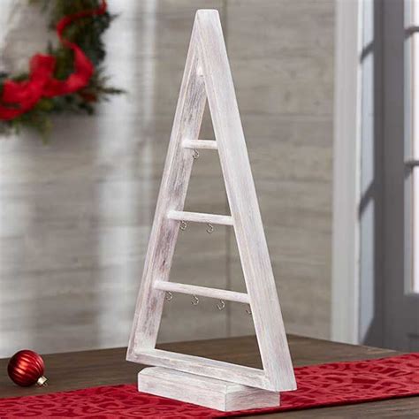 Rustic White Washed Wood Ornament Tree Stand