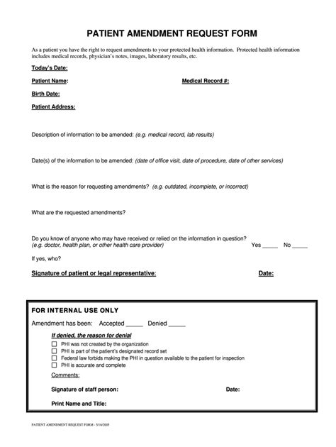 Patient Amendment Requests Form 2005 2022 Fill And Sign Printable