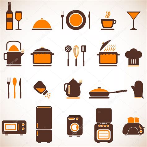 Vector Kitchen Icons Set — Stock Vector © Kyper 13761013
