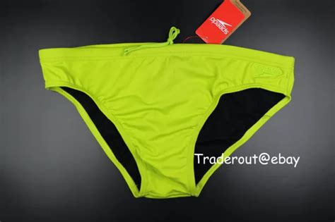 Speedo Men Green Essential Eco Endurance Swim Brief Swimwear Size 32