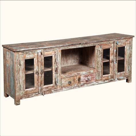Rustic Tv Stand Media Console Reclaimed Wood Distressed Chd