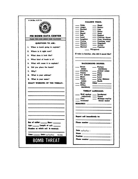 Maybe you would like to learn more about one of these? prinleinalo - Download bomb threat checklist