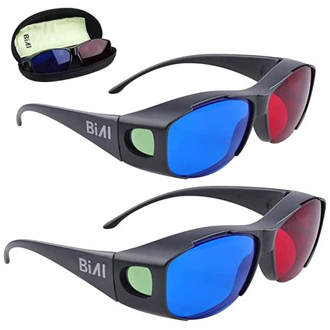Buy Bial 2 Pack Red Blue 3d Gl With Gl Case Cyan Anaglyph Simple Style 3d Gl 3d Movie Game Extra