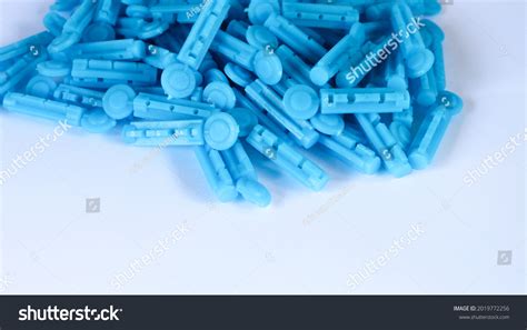 Pile Blue Lancets Isolated On White Stock Photo 2019772256 Shutterstock