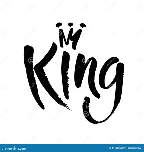Hand Lettering Word King And Crown Isolated On White Background Stock