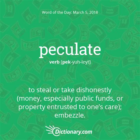 Word Of The Day Peculate Dictionary Words Good