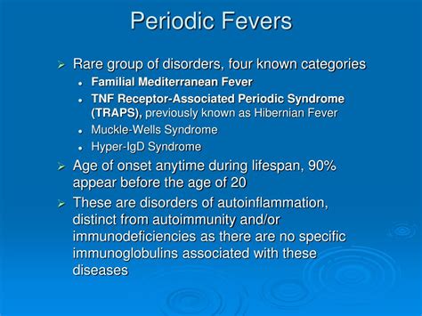 Ppt Periodic Fever Syndromes Powerpoint Presentation Free Download