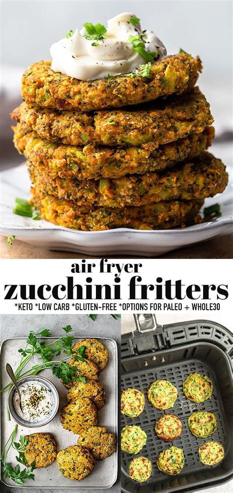 How to make zucchini strips in air fryer. Air Fryer Zucchini Fritters - Keto | Low Carb + option for ...