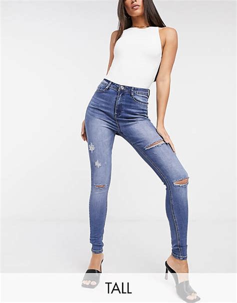 Missguided Tall Sinner Jean Skinny Taille Haute Avec Déchirures