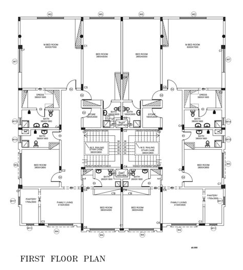 First Floor Plan For Double Story Twin Villa Dwg Net Cad Blocks And