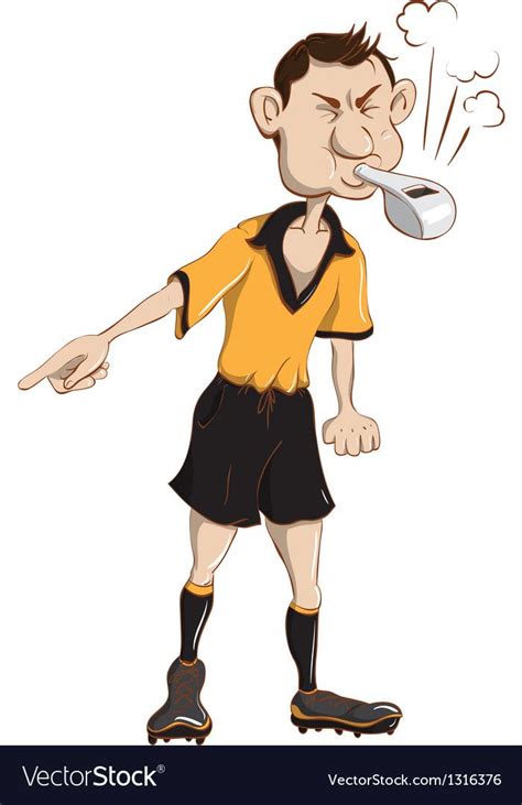 Soccer Referee Blows A Whistle Royalty Free Vector Image