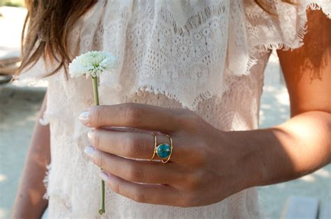 Turquoise Ringgold Ringstatement Ring Gemstone Ring Copper Etsy UK