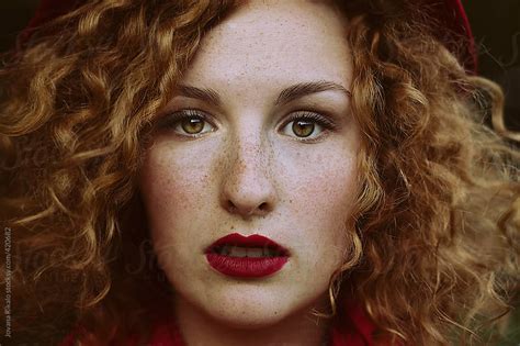 Autumn Portrait Of A Beautiful Ginger Haired Woman With Freckles By Jovana Rikalo Stocksy United