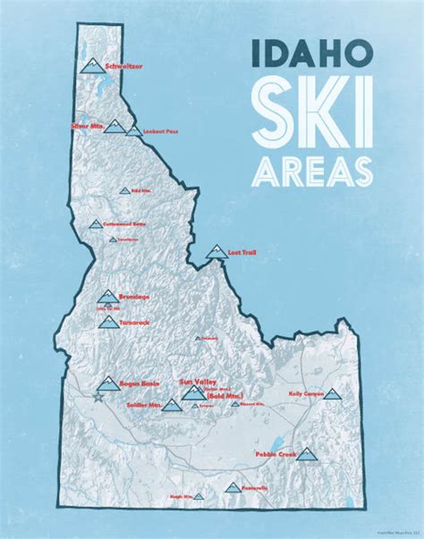 Idaho Ski Resorts Map 11x14 Print Etsy Canada