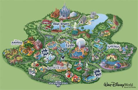 Walt Disney World Resort In Florida Park Map Carte Du Monde Disney