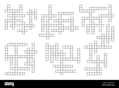 Crossword Game Grid Puzzle Blank Template Vector White And Black Boxes
