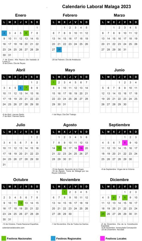 Calendario Laboral Malaga Imprimir Calcomania IMAGESEE