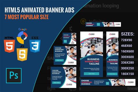 Animated HTML5 Ads Template | Animated banners, Animated 