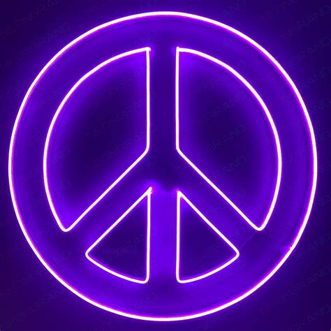 A Neon Purple Peace Sign Is Lit Up In Front Of A Dark Background With