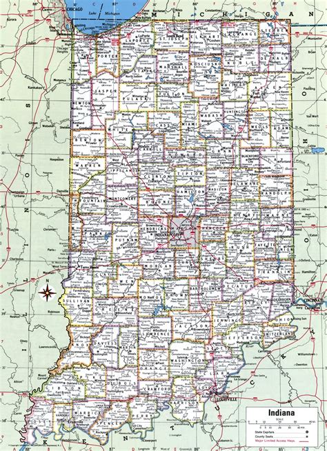 Indiana County Map With Cities And Roads