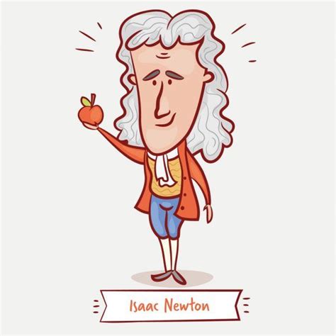 Científico Físico Isaac Newton Con Una Manzana — Ilustración De Stock
