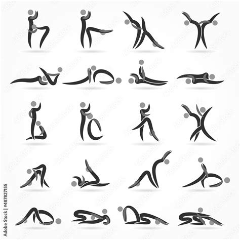 Kama Sutra Sex Pose Man And Woman In Love Set Yoga Time To Sex Vector
