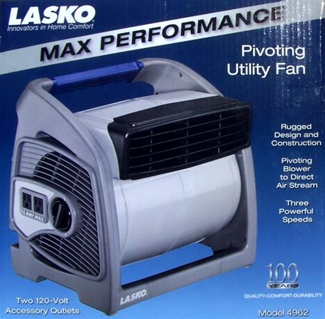 New Lasko 3 Speed Pivoting Utility Floor Fan Outlets