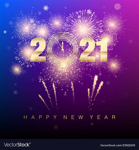 Happy New Year 2021 New Years Banner With Golden Vector Image