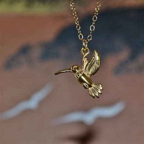Gold Or Silver Hummingbird Necklace K Gold Bird Necklace Etsy