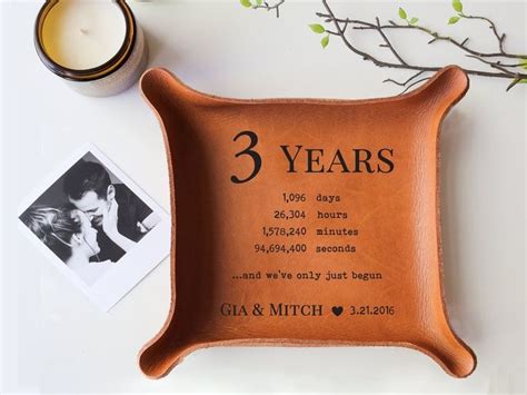 Custom Leather Trays Anniversary Gift For Her 3rd Etsy 3rd Year
