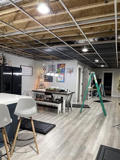 A Gorgeous Black Ceiling In A Basement Of Course Home With Krissy