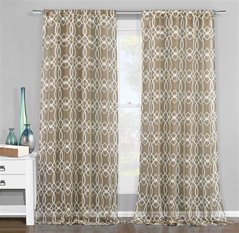 Pair Of Textured Sheer Window Curtain Panels For Living Room Taupe