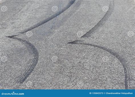 Tyre Skid Marks On Asphalt Road Stock Image Image Of Outdoors