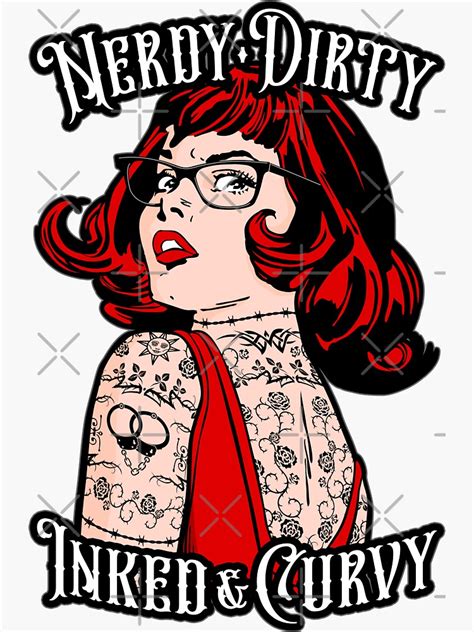 Nerdy Dirty Inked Curvy Book Lover Tattoo Pop Art Girl Sticker By Grandeduc Redbubble