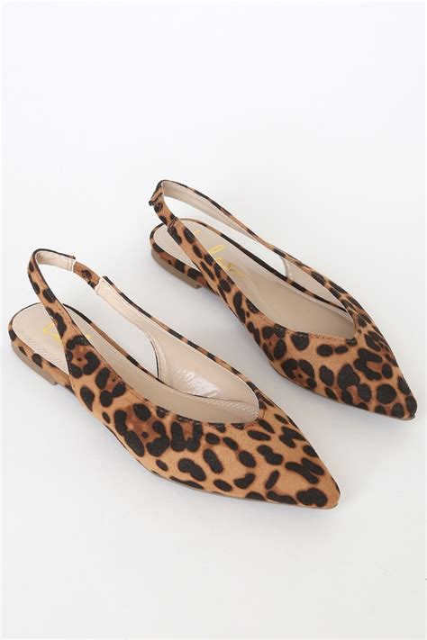 Chic Leopard Print Flats Pointed Toe Flats Slingback Flats Lulus