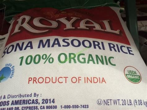 Royal Organic Sona Masoori Rice 20 Pound Bag Costcochaser