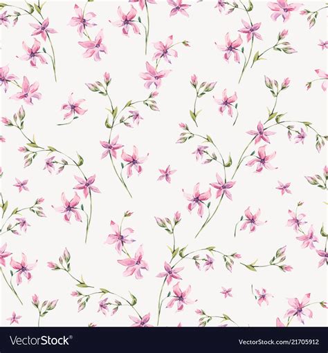 Vintage Floral Seamless Pattern With Pink Vector Image
