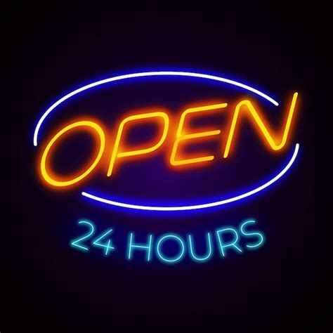 Free Vector Colored Open 24 Hours Neon Sign