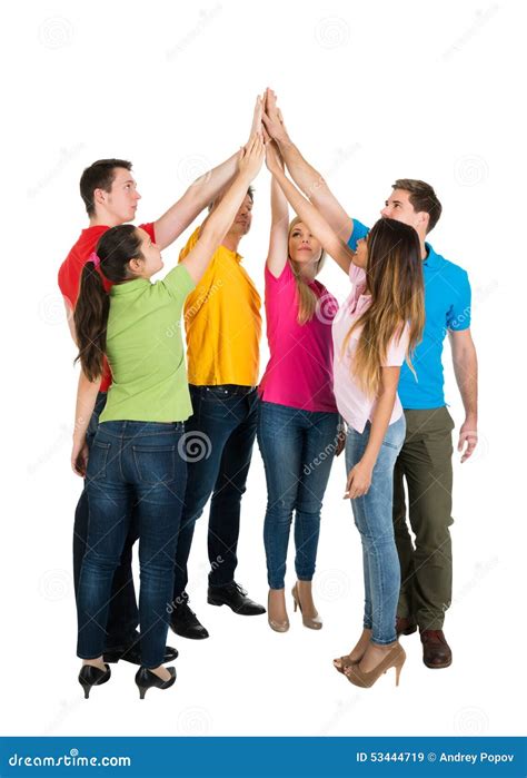 Multiethnic Friends Giving High Five Stock Image Image Of Five