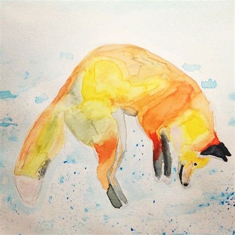 Fox watercolor raposa aquarela pulando caça pintura Raposa aquarela Raposa Aquarela