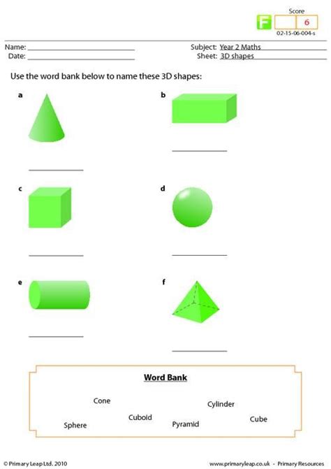 This Worksheet Asks Children To Name The 3d Shapes There Is A Word