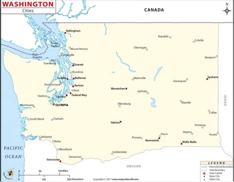 Washington State Map With Cities And Towns Printable