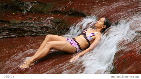 Sexy Girl Lying Down In River Stock Video Footage 1085493