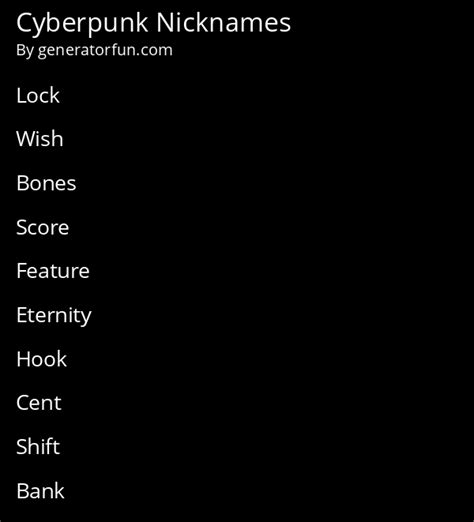 Cyberpunk Nickname Generator Generate A Random Cyberpunk Nickname