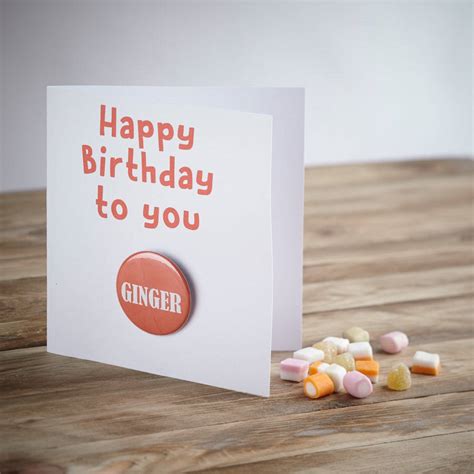 Happy Birthday Ginger Badge Card By Pink Biscuits