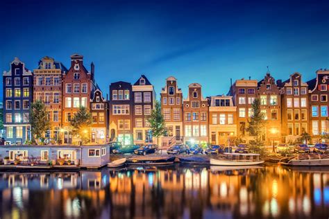 Fotos Von Amsterdam Niederlande Noord Holland Fluss Nacht Städte