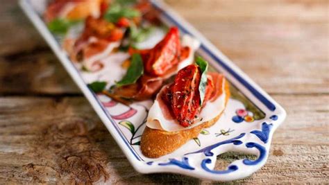 Toasted Baguette With Prosciutto Di Parma Homemade Sundried Tomato