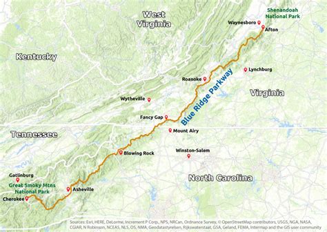 Blue Ridge Parkway Map State Map