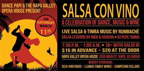 Dance Papi And The Napa Valley Opera House Present “salsa Con Vino” A